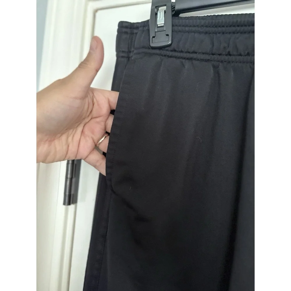 Adidas Track Pants Mens Medium Black Excellent Tonal Stripes Joggers
